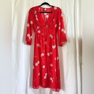H&M Red Floral Maxi Dress